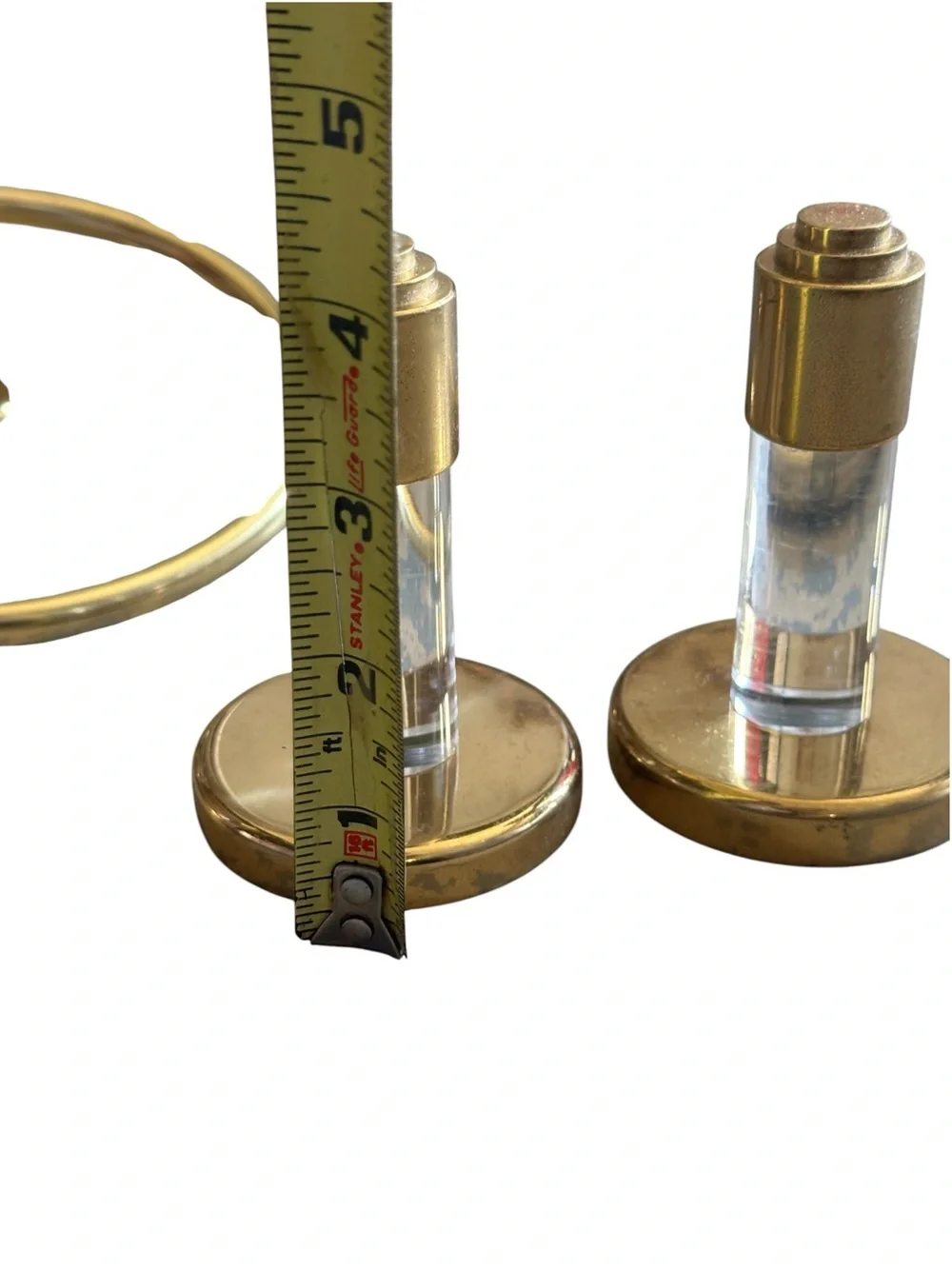 Vtg Acrylic Lucite Towel Holder Toilet Paper Brass Hanger Bathroom Decor READ